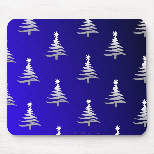 Weihnachtsbäume Silber auf Cobalt Blue Mousepad (Vorne)