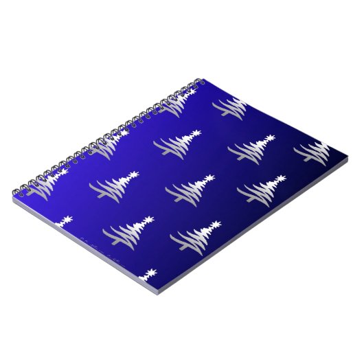 Weihnachtsbäume Silber auf Cobalt Blue Notizblock (Linke Seite)