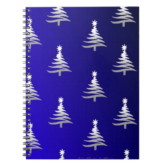 Weihnachtsbäume Silber auf Cobalt Blue Notizblock (Vorderseite)