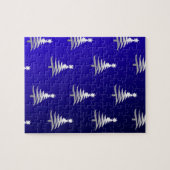 Weihnachtsbäume Silber auf Cobalt Blue Puzzle (Horizontal)