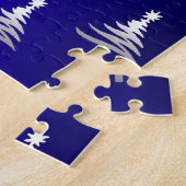 Weihnachtsbäume Silber auf Cobalt Blue Puzzle (Seite)