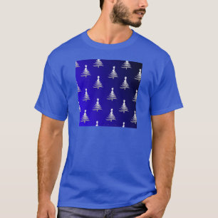Weihnachtsbäume Silber auf Cobalt Blue T-Shirt