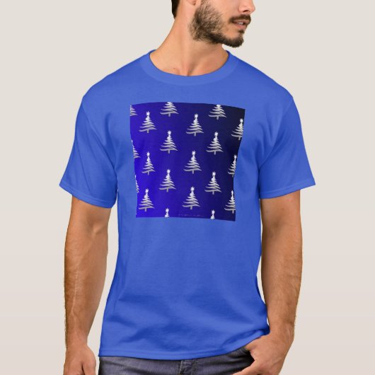 Weihnachtsbäume Silber auf Cobalt Blue T-Shirt (Vorderseite)