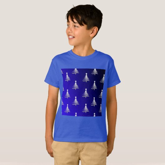 Weihnachtsbäume Silber auf Cobalt Blue T-Shirt (Vorne ganz)