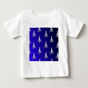 Weihnachtsbäume Silber auf Kobaltblau Baby T-shirt