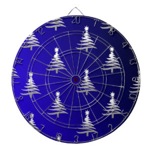 Weihnachtsbäume Silber auf Kobaltblau Dartscheibe