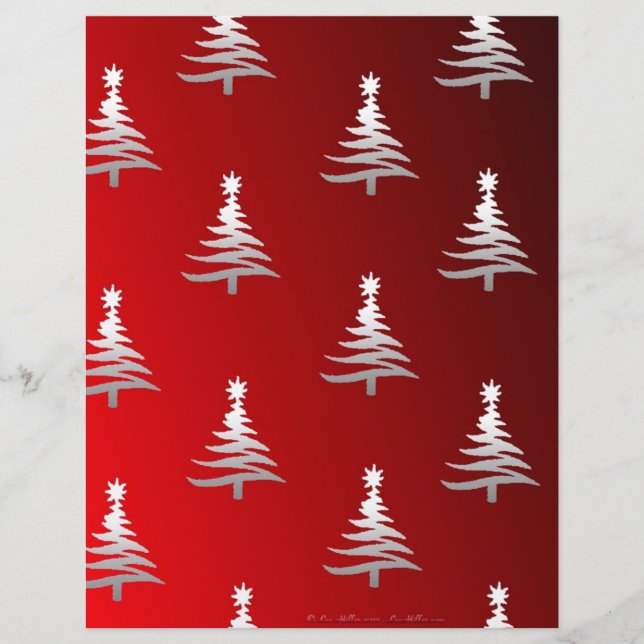 Weihnachtsbäume Silber auf Rot (Vorderseite)