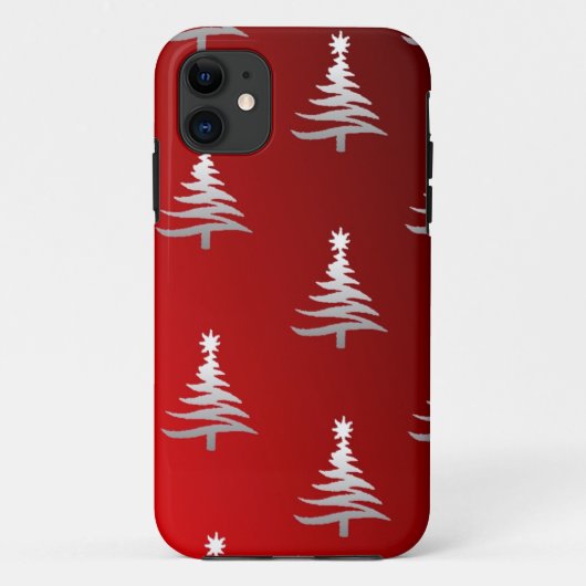 Weihnachtsbäume Silber auf Rot Case-Mate iPhone Hülle (Rückseite)