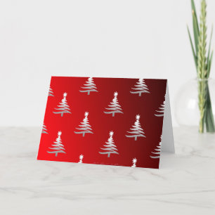 Weihnachtsbäume Silber auf Rot Feiertagskarte