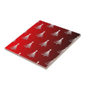 Weihnachtsbäume Silber auf Rot Fliese (Seite)