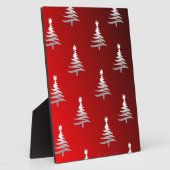 Weihnachtsbäume Silber auf Rot Fotoplatte (Seite)