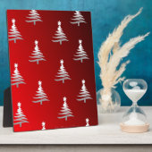 Weihnachtsbäume Silber auf Rot Fotoplatte (Seite)