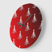 Weihnachtsbäume Silber auf Rot Große Wanduhr (Winkel)