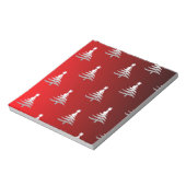 Weihnachtsbäume Silber auf Rot Notizblock (Rotiert)