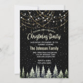 Weihnachtsbäume Silber Glitzer tropfende Lichter Einladung (Vorderseite)