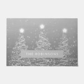 Weihnachtsbäume Silber mit Familienname Fußmatte (Vorderseite)