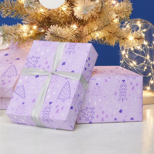 Weihnachtsbäume Snowflake Lila Weihnachten Geschenkpapier (Feiertage)
