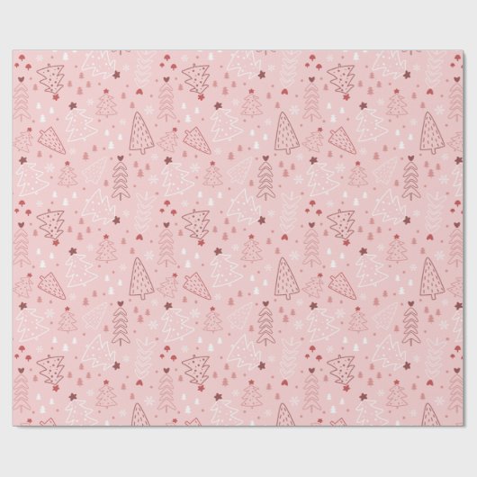 Weihnachtsbäume Snowflake Rosa Rose Gold Weihnacht Geschenkpapier (Flach)