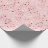Weihnachtsbäume Snowflake Rosa Rose Gold Weihnacht Geschenkpapier (Ecke)