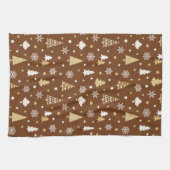 Weihnachtsbäume Snowflakes Pattern Brown Geschirrtuch (Horizontal)