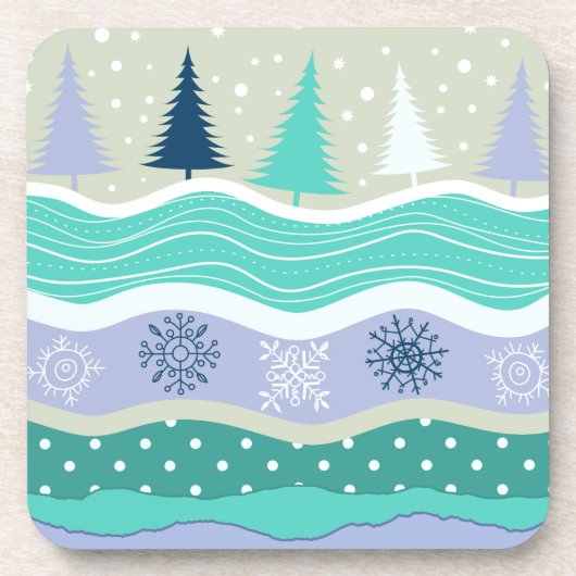 Weihnachtsbäume Snowflakes Scrapbook Untersetzer (Vorderseite)