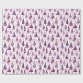 Weihnachtsbäume Sterne Lila Pink Weihnachten Geschenkpapier (Flach)