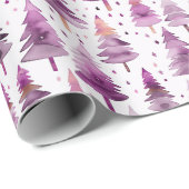 Weihnachtsbäume Sterne Lila Pink Weihnachten Geschenkpapier (Rolleneckpunkt)