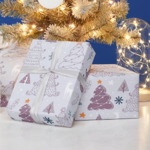 Weihnachtsbäume Sterne Schneeflocken Gran Weihnach Geschenkpapier