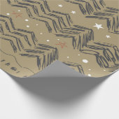 Weihnachtsbäume, Sterne und Schneeflocken in Rot,  Geschenkpapier (Ecke)