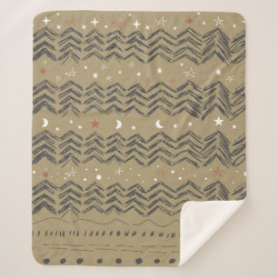 Weihnachtsbäume, Sterne und Schneeflocken in Rot,  Sherpadecke