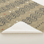 Weihnachtsbäume, Sterne und Schneeflocken in Rot,  Sherpadecke (3/4)