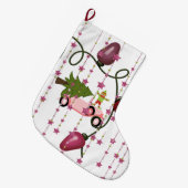 Weihnachtsbäume Strumpf, Elf Pink Lights Großer Weihnachtsstrumpf (Vorderansicht (hängend))