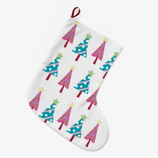 Weihnachtsbäume Strumpf, Rosa & Blau Großer Weihnachtsstrumpf (Vorderansicht (hängend))