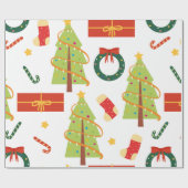 Weihnachtsbäume, Strümpfe und Candy Cane Geschenkpapier (Flach)