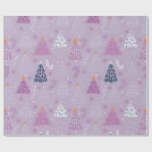 Weihnachtsbäume Tauben Schneeflocken Lila Weihnach Geschenkpapier (Flach)