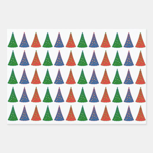 Weihnachtsbäume - Tri-Color-Wrapping-Blatt Geschenkpapier Set (Vorderseite)