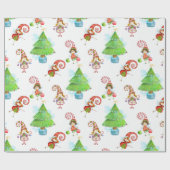 Weihnachtsbäume u. Fee-Geschenk-Verpackung Geschenkpapier (Flach)