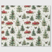 Weihnachtsbäume und alte rote Lastwagen Geschenkpapier (Flach)