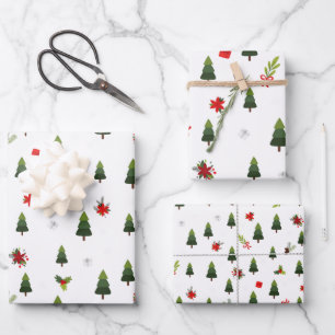 Weihnachtsbäume und -bäume geschenkpapier set