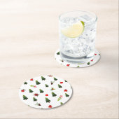 Weihnachtsbäume und -bäume runder pappuntersetzer (Vor Ort)