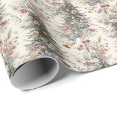 Weihnachtsbäume und Blume Wrapping Paper Geschenkpapier (Rolleneckpunkt)