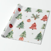 Weihnachtsbäume und Christbaumkugeln Geschenkpapier (Ungerollt)