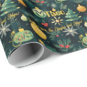 Weihnachtsbäume und -dekorationen geschenkpapier (Rolleneckpunkt)