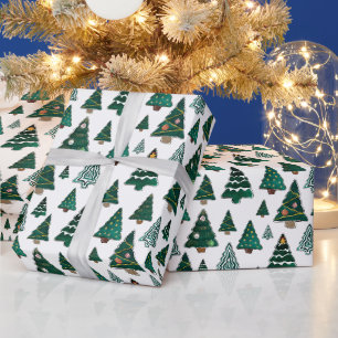 Weihnachtsbäume und Dekorationen Weißes Weihnachte Geschenkpapier