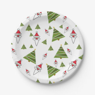 Weihnachtsbäume und der Weihnachtsmann Pappteller