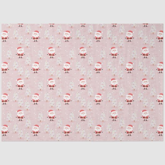 Weihnachtsbäume und der Weihnachtsmann Seidenpapier (Vorderseite)