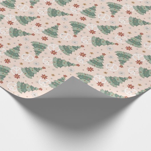 Weihnachtsbäume und Friedenszeichen Muster Geschenkpapier (Ecke)