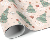 Weihnachtsbäume und Friedenszeichen Muster Geschenkpapier (Rolleneckpunkt)