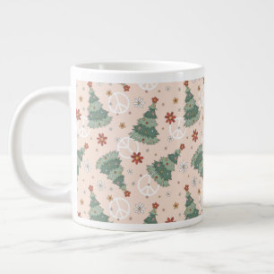 Weihnachtsbäume und Friedenszeichen Muster Jumbo-Tasse