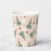 Weihnachtsbäume und Friedenszeichen Muster Pappbecher (Rückseite)